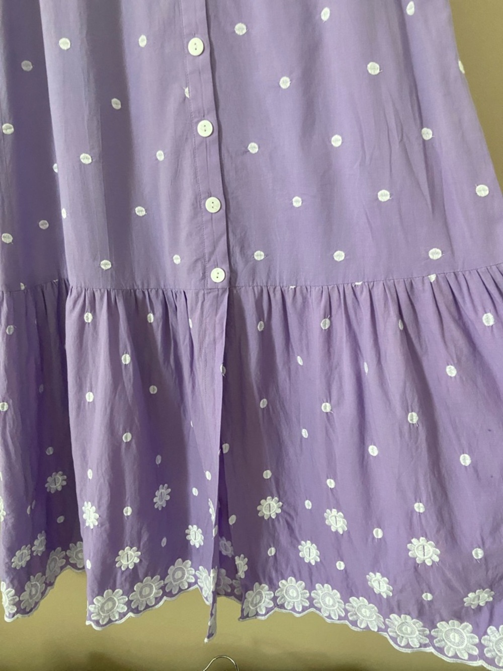 Miguelina Aiden Button Down Embroidered Cotton-voile Maxi Skirt Lilac Size XS - Picture 7 of 10